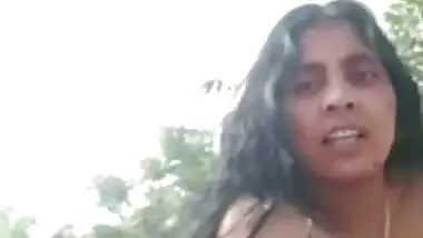 Nude desi Bhabhi bathing outdoors and enjoys video call sex