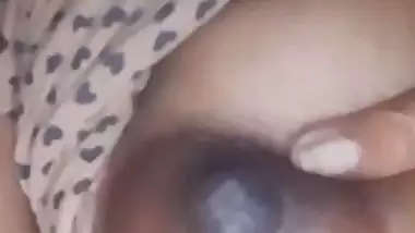 Girlfriend cute boobs showing on video call at night